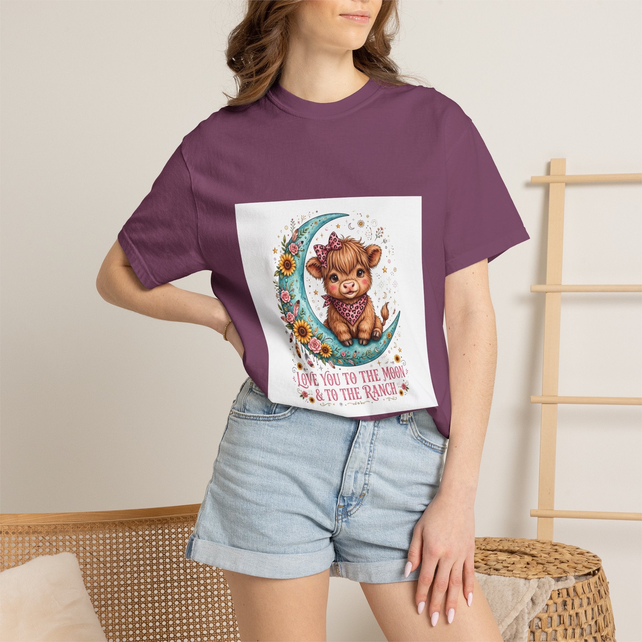Cow Cute T-Shirt – "Love You to the Moon & to the Ranch" Graphic Tee