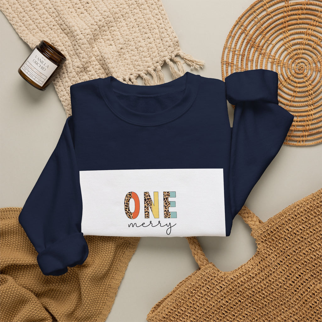 Teacher Sweatshirt – "One Merry Teacher" Festive Apple Crewneck