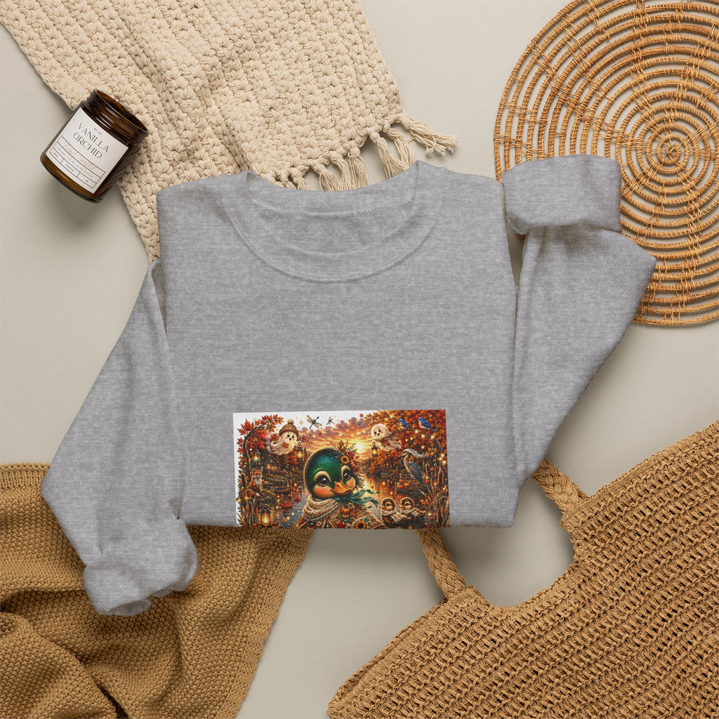 Autumn Sunset Skull Crewneck Sweatshirt – 'Still Waters' Vintage Halloween Graphic
