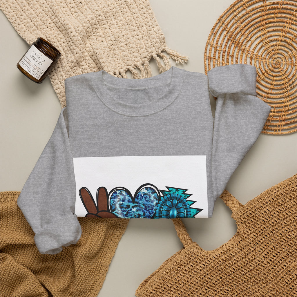 Peace Love Turquoise Crewneck Sweatshirt