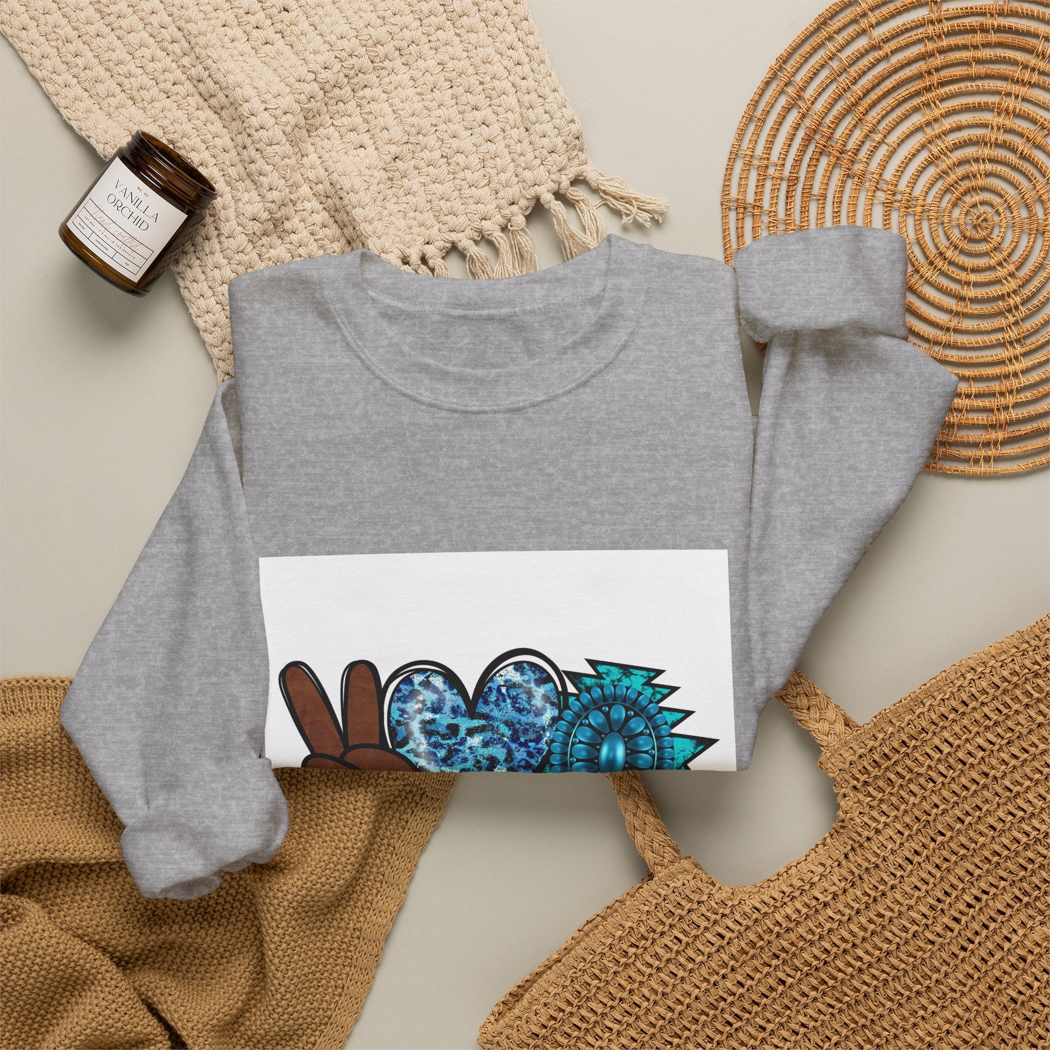 Peace Love Turquoise Crewneck Sweatshirt