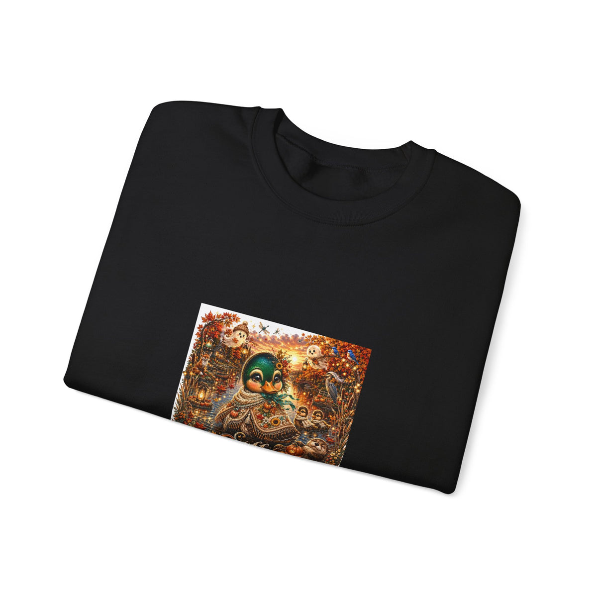 Autumn Sunset Skull Crewneck Sweatshirt – 'Still Waters' Vintage Halloween Graphic