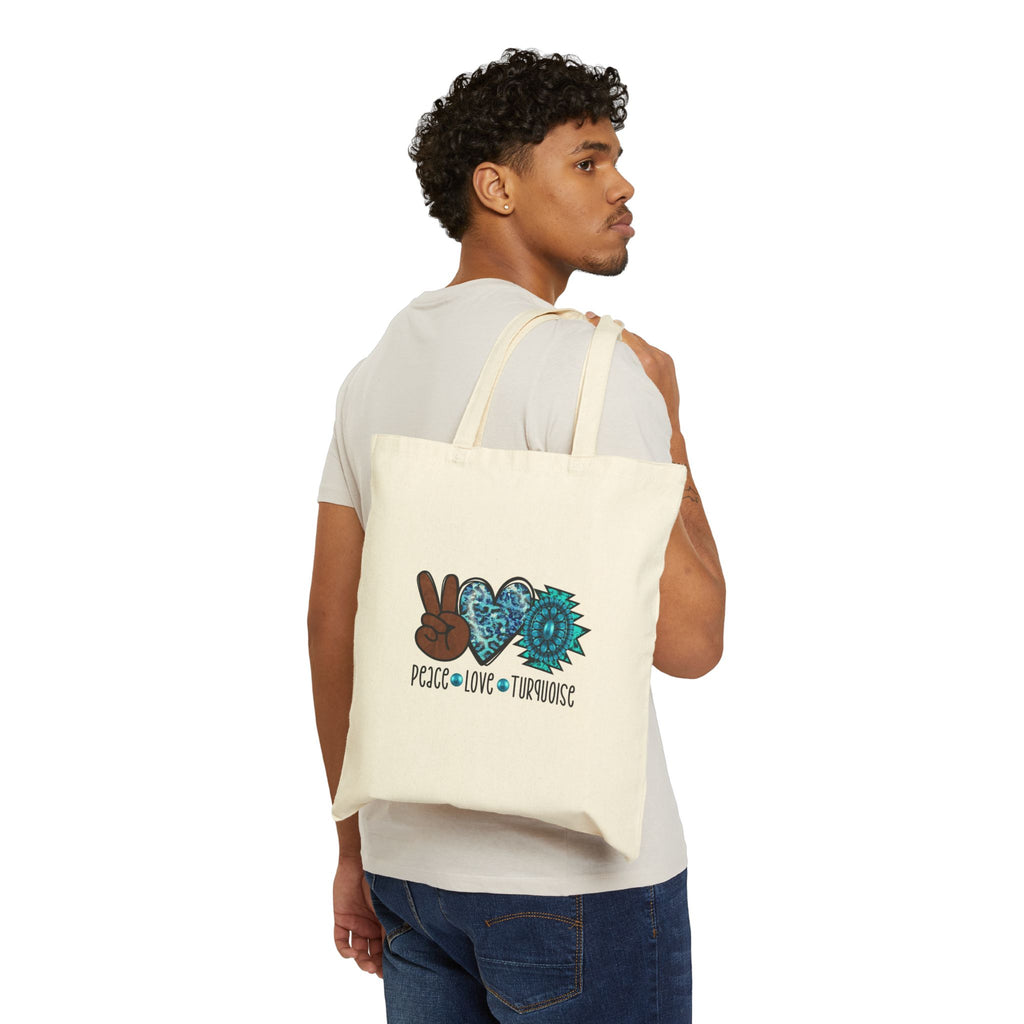 Peace • Love • Turquoise Tote Bag