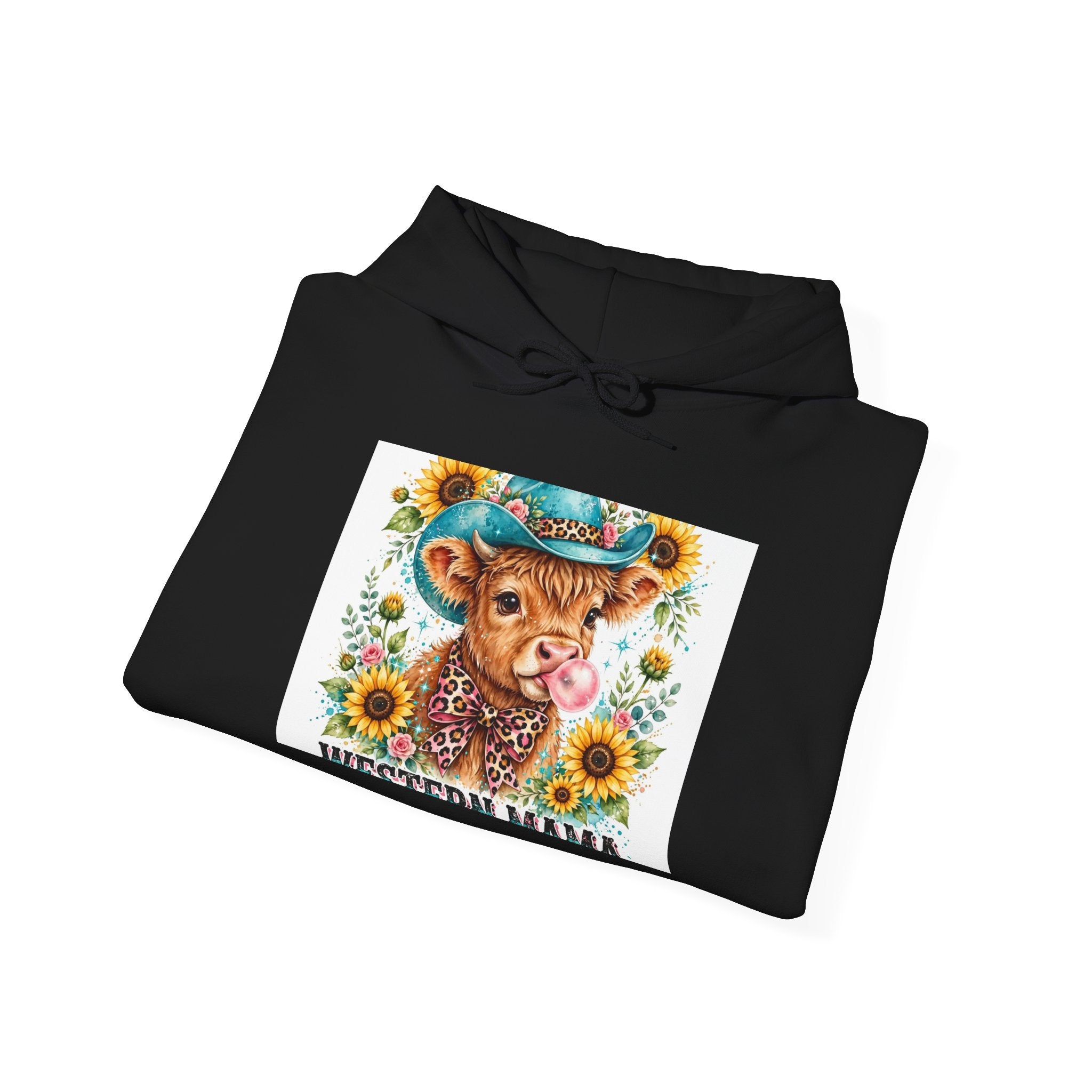 Cowgirl Cow Hoodie — Whimsical Sunflower Farm Animal Sweatshirt