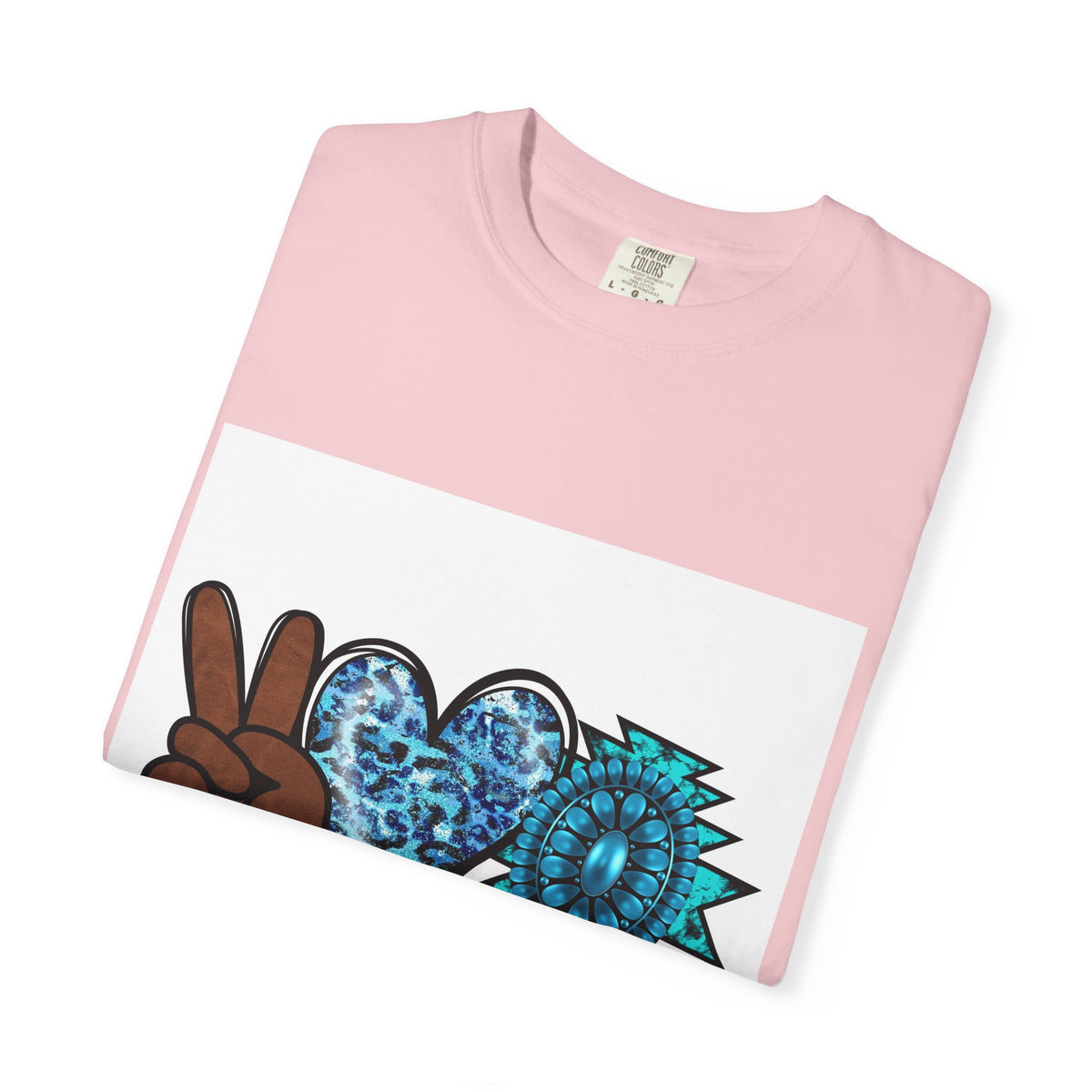 Peace Love Turquoise T-Shirt — Boho Peace Sign & Heart Graphic Tee