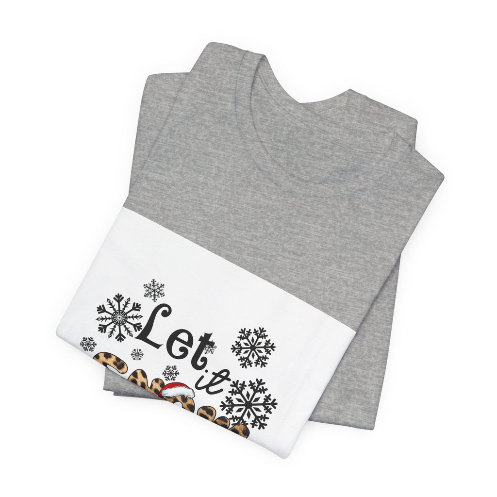 Let It Snow Leopard Print T-Shirt — Cute Winter Snowflake Tee