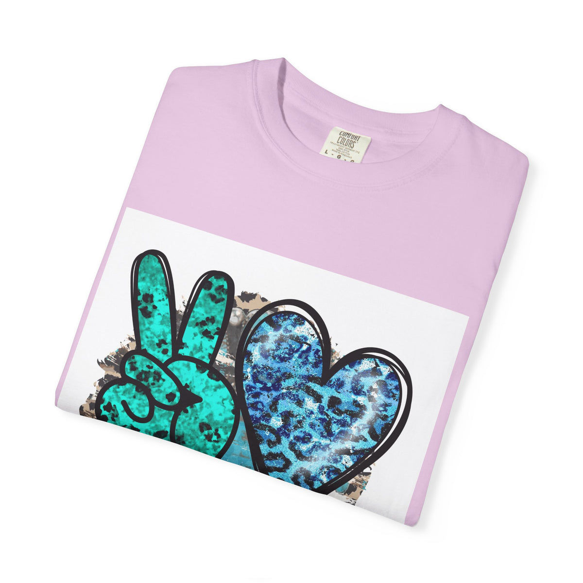 Peace Love Rodeo T‑Shirt — Turquoise Leopard Graphic Rodeo Tee