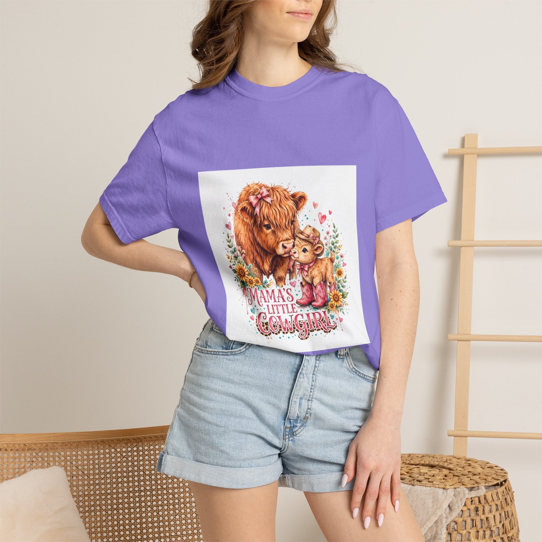 Mama's Little Cowgirl T-Shirt – Cute Highland Cow Mom & Calf Graphic