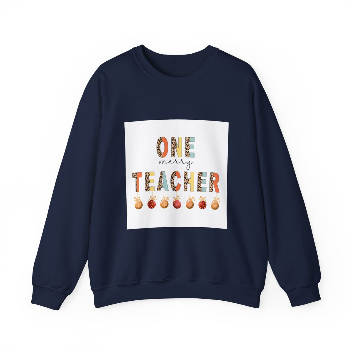 Teacher Sweatshirt – "One Merry Teacher" Festive Apple Crewneck