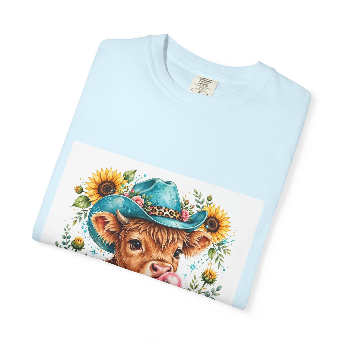 Western Mama Cow Tee — Cute Cow with Cowboy Hat & Sunflowers Graphic T-Shirt
