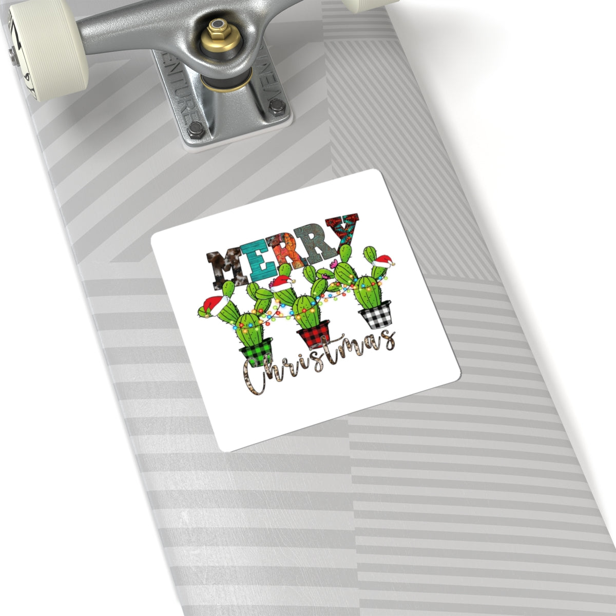 Merry Christmas Cactus Stickers — Festive Kiss-Cut Decals
