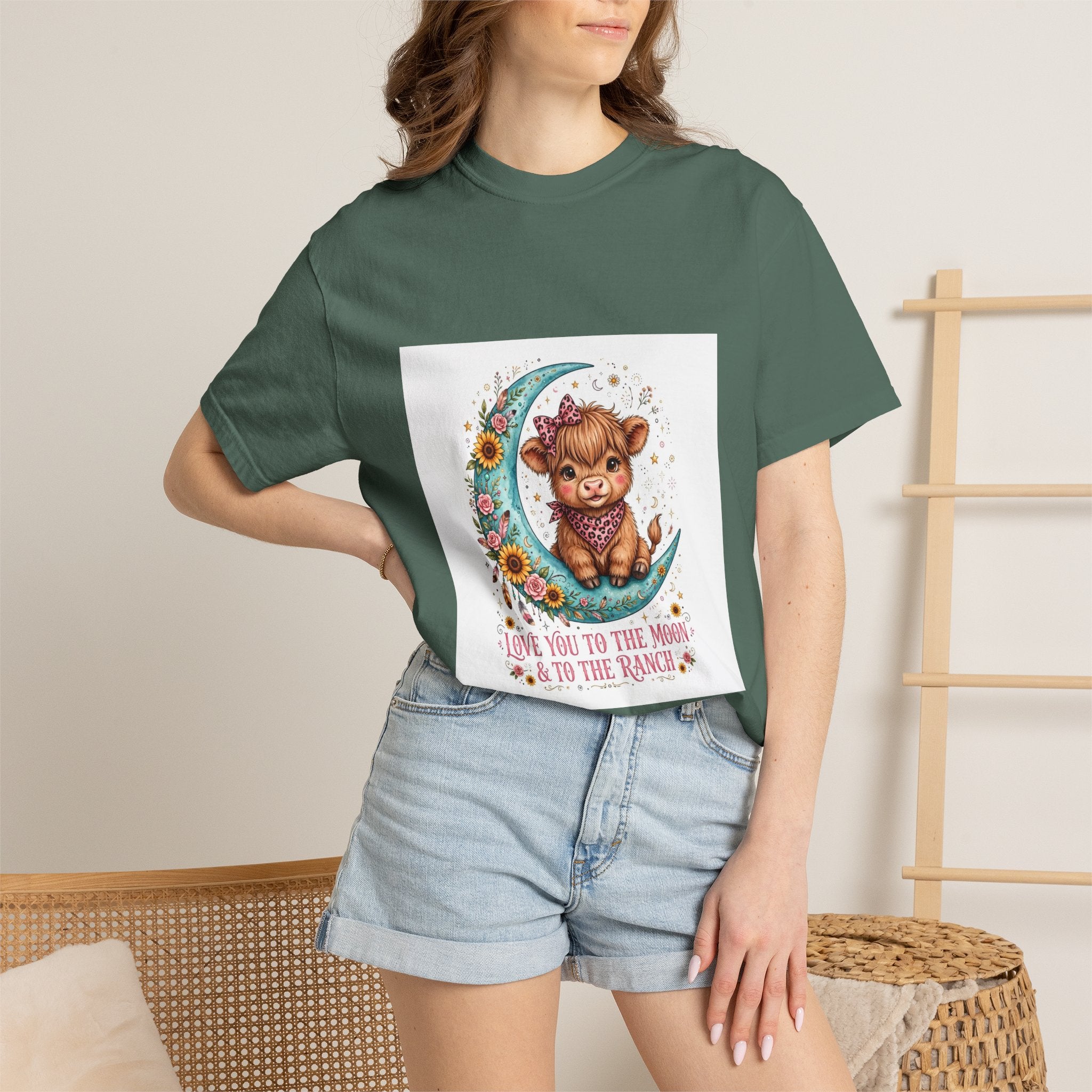 Cow Cute T-Shirt – "Love You to the Moon & to the Ranch" Graphic Tee