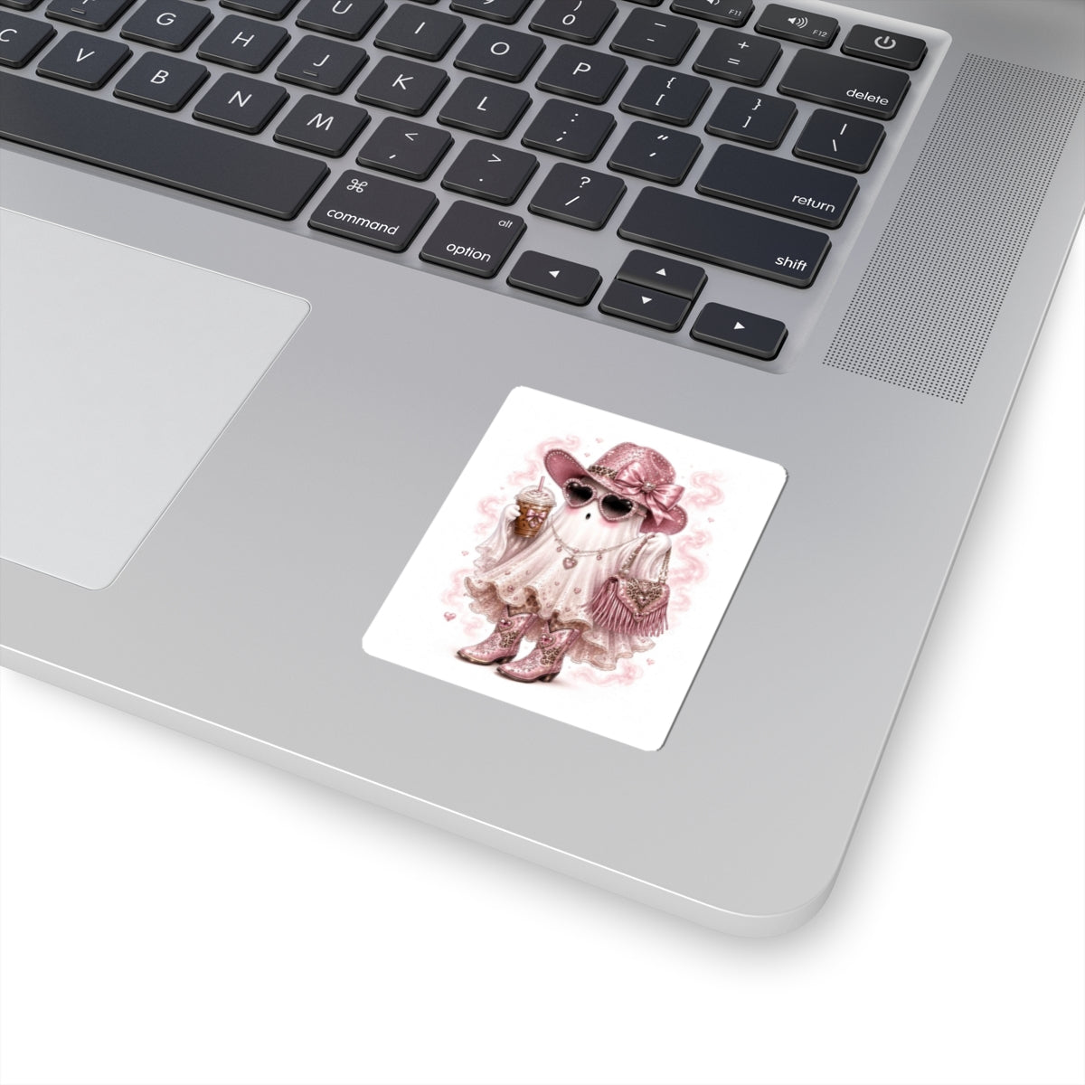Glam Ghost Sticker — Pink Cowgirl Cute Sticker for Laptops & Planners