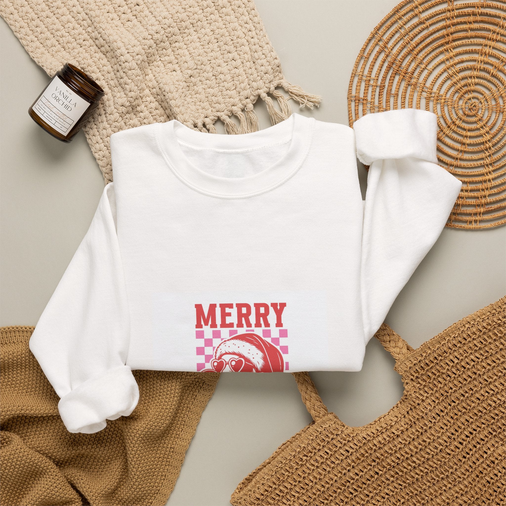 Christmas Santa Crewneck Sweatshirt – 'Merry Christmas' Retro Santa Design
