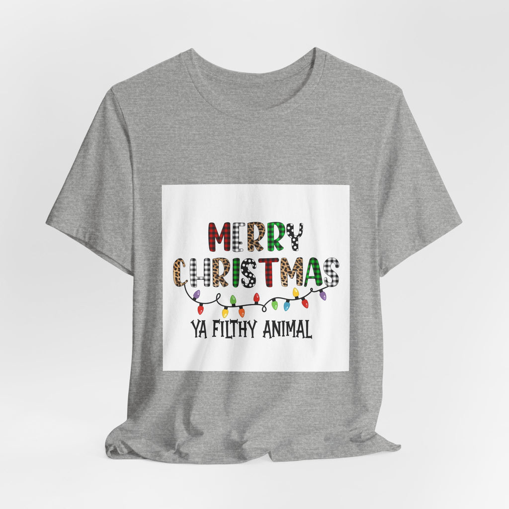 Merry Christmas Ya Filthy Animal T-Shirt – Funny Holiday Tee with Festive Lights