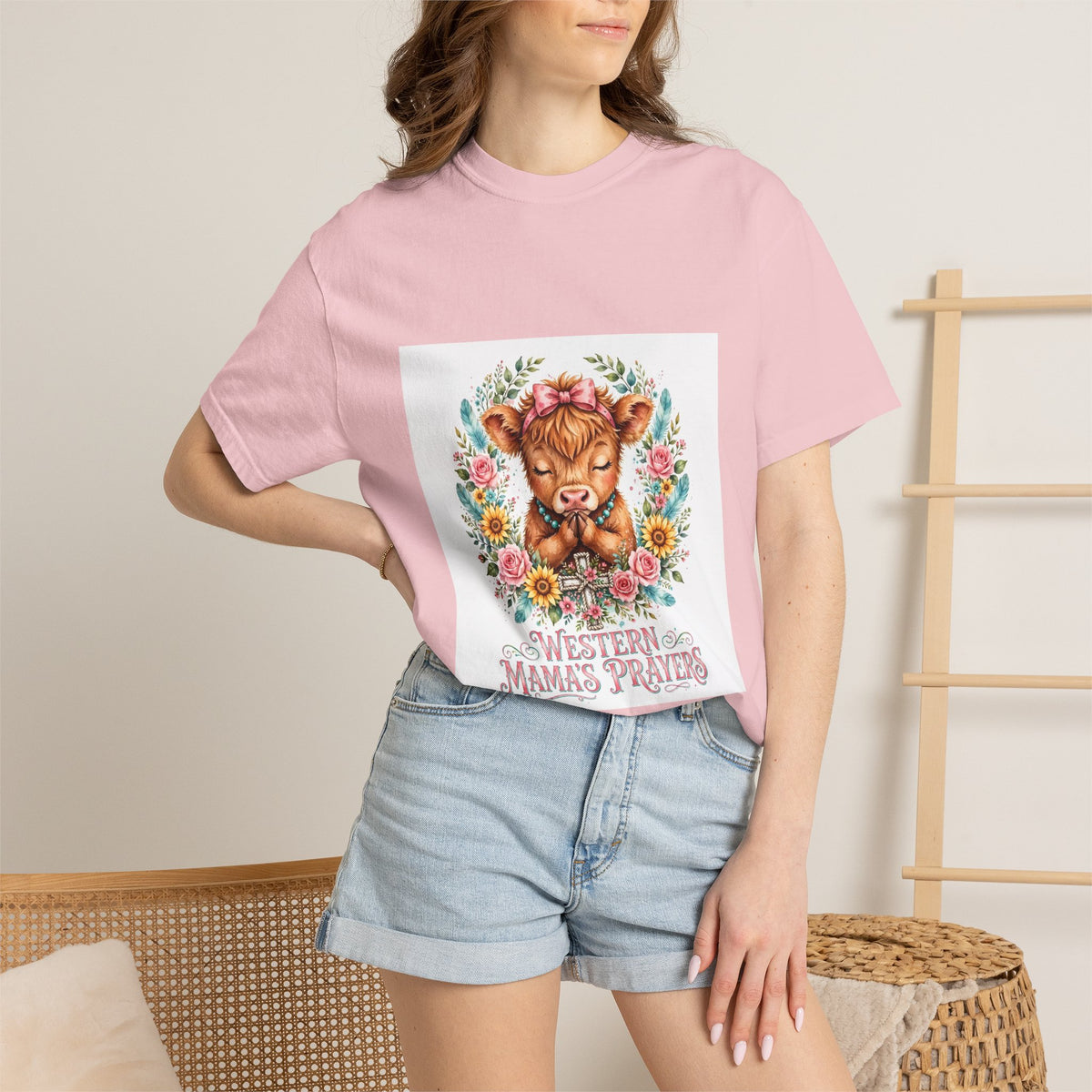 Western Mama Prayer Cow T-Shirt