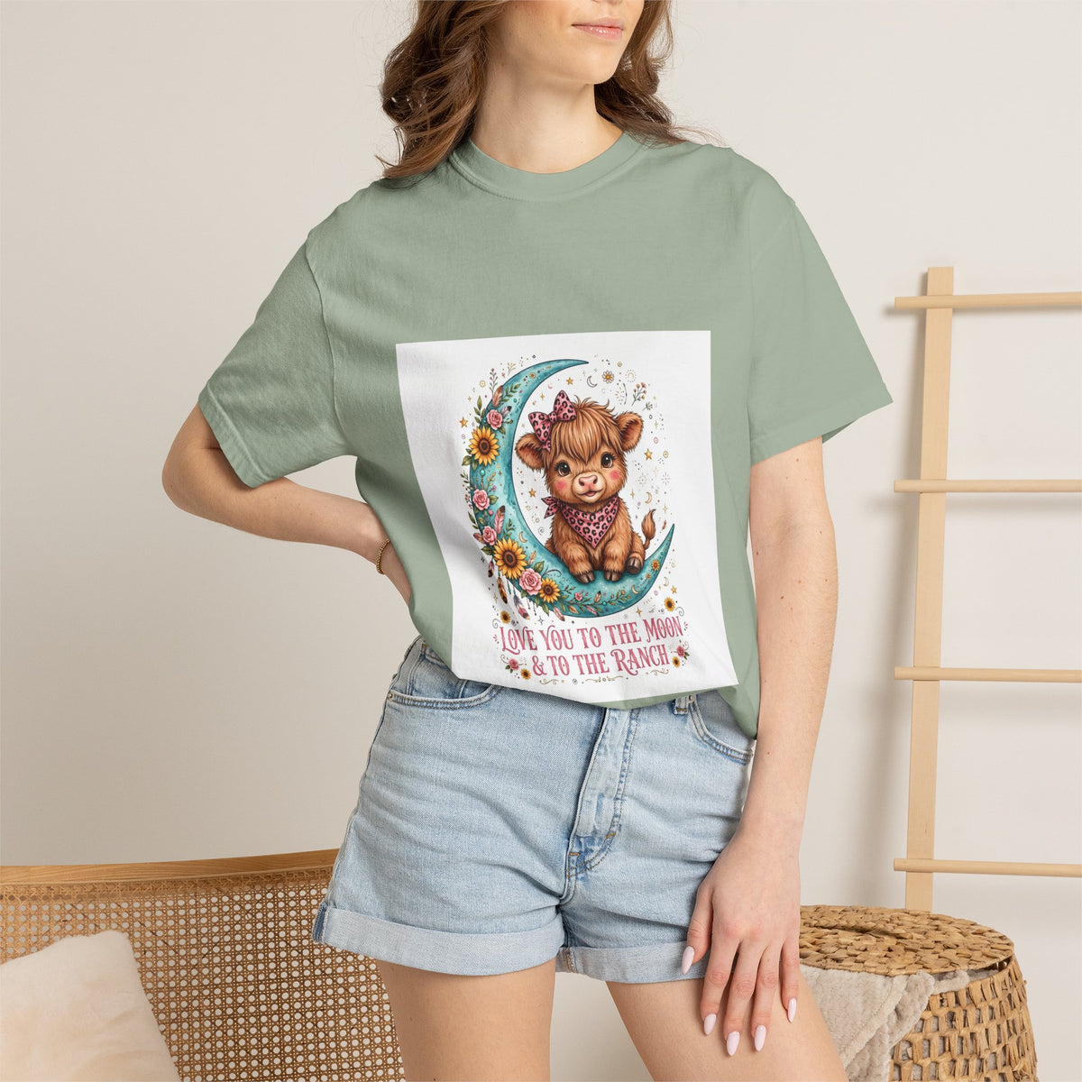 Cow Cute T-Shirt – "Love You to the Moon & to the Ranch" Graphic Tee