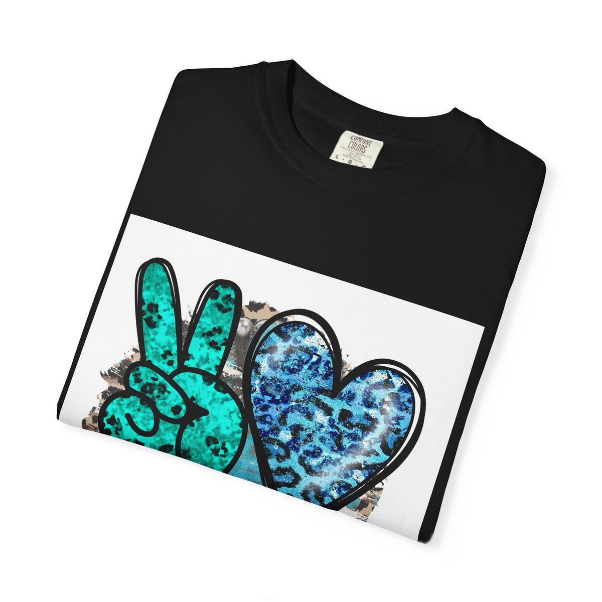Peace Love Rodeo T‑Shirt — Turquoise Leopard Graphic Rodeo Tee