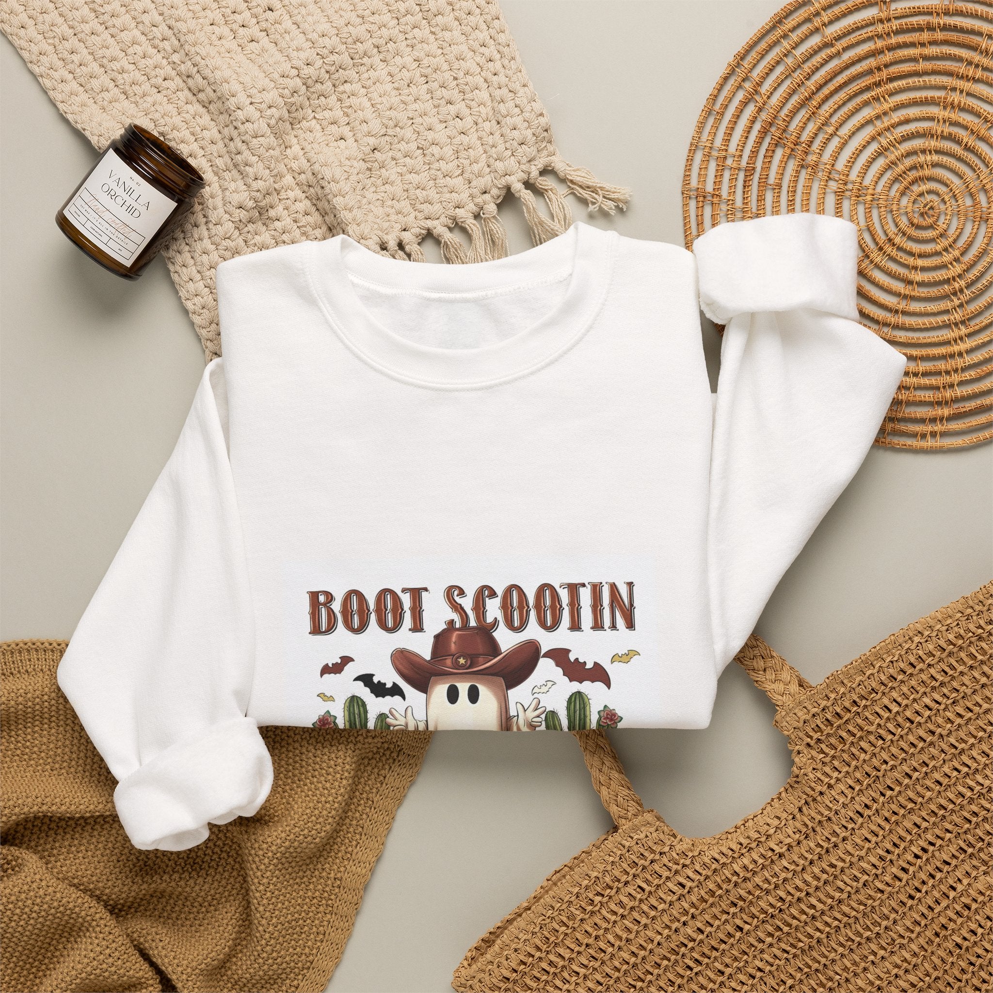 Spooky Ghost Desert Sweatshirt – "Boot Scootin Spooky" Halloween Crewneck
