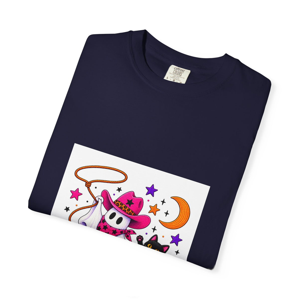 Cowboy Ghost and Black Cat Halloween T-Shirt