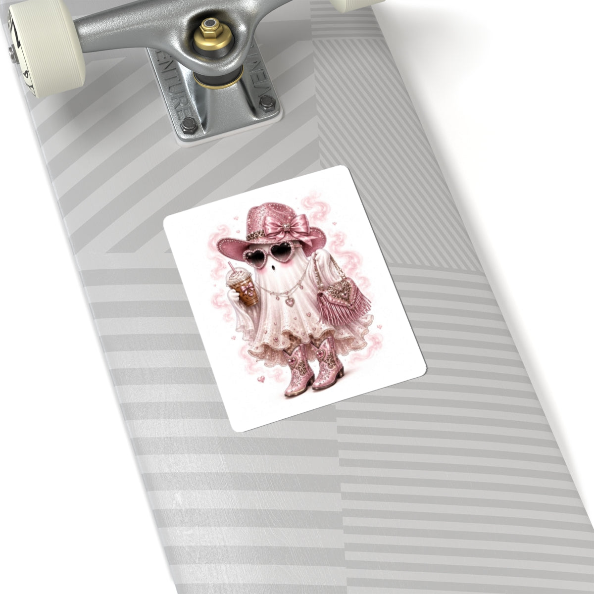 Glam Ghost Sticker — Pink Cowgirl Cute Sticker for Laptops & Planners