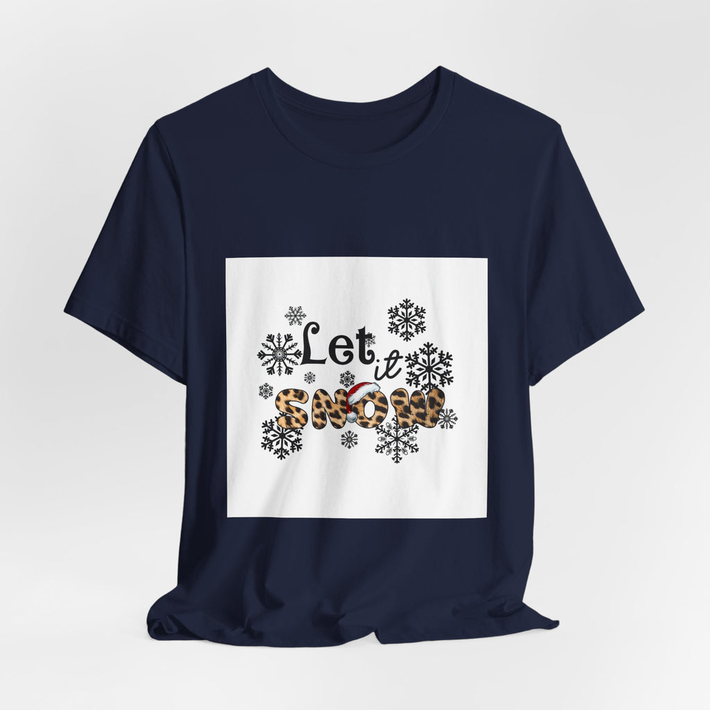 Let It Snow Leopard Print T-Shirt — Cute Winter Snowflake Tee