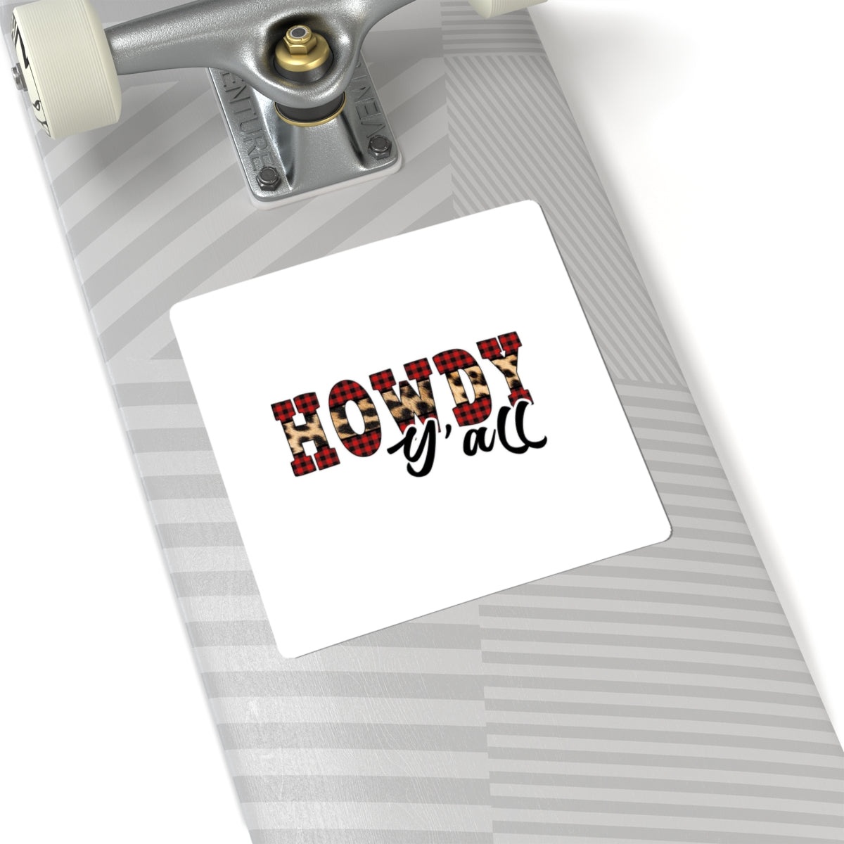 Howdy y’all Plaid & Leopard Sticker — Western Rustic Kiss-Cut Decal for Laptops, Water Bottles & Gifts
