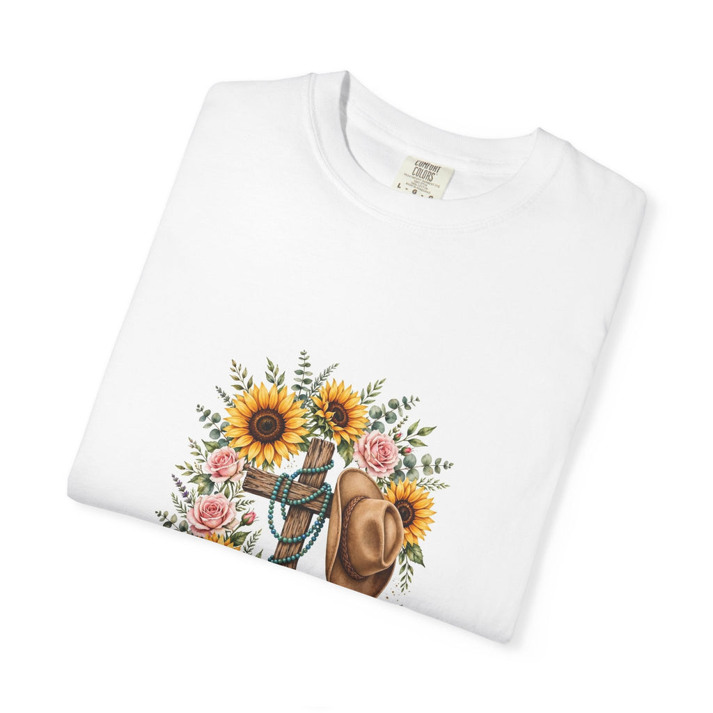Faith Family Ranch T-Shirt — Sunflower Cowboy Hat Graphic Tee