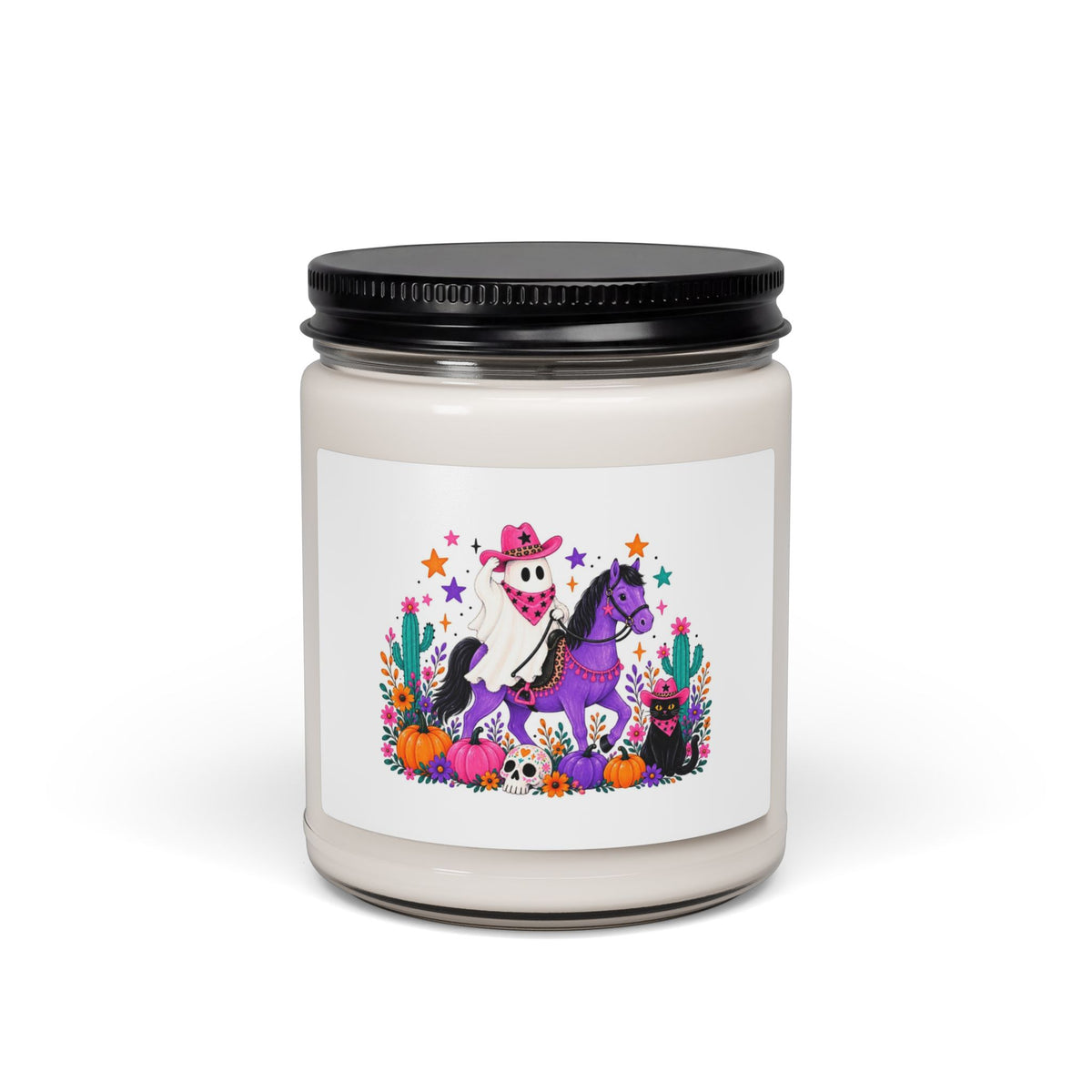 Halloween Day of the Dead Ghost Candle — 9oz Scented Soy Jar