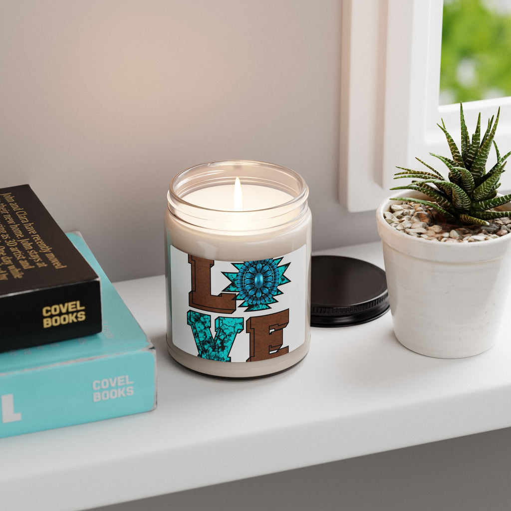 LOVE Turquoise Western Soy Candle — 9oz Scented Jar
