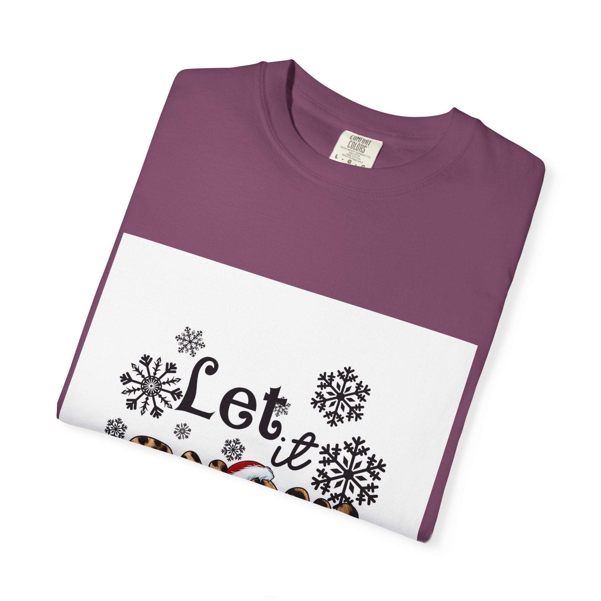 Let It Snow Leopard Print T-Shirt — Winter Snowflake Holiday Tee