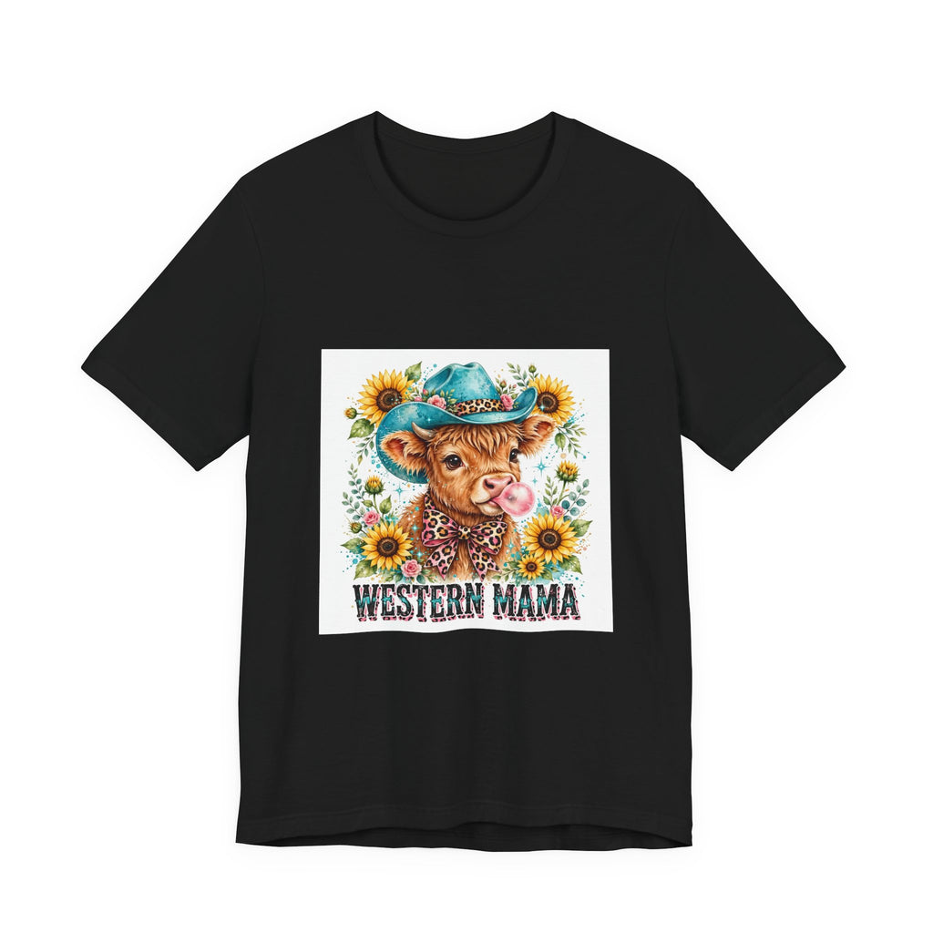 Western Mama Cow Tee — Floral Cowboy Cowgirl Graphic T-Shirt