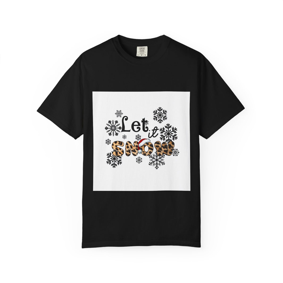 Let It Snow Leopard Print T-Shirt — Winter Snowflake Holiday Tee