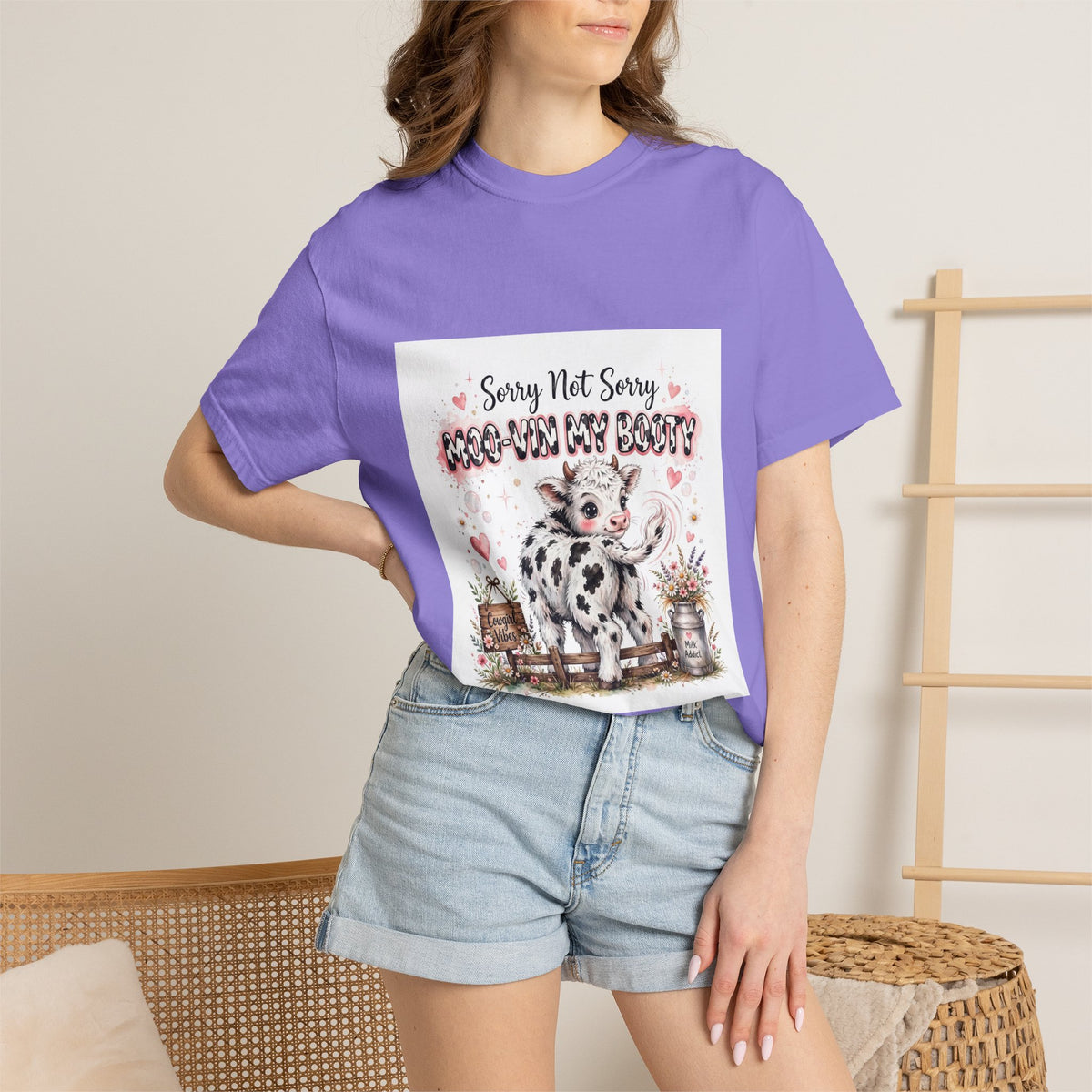Cow With Attitude T-Shirt — "Sorry Not Sorry Moo-You Say Beauty" Farm Animal Graphic Tee