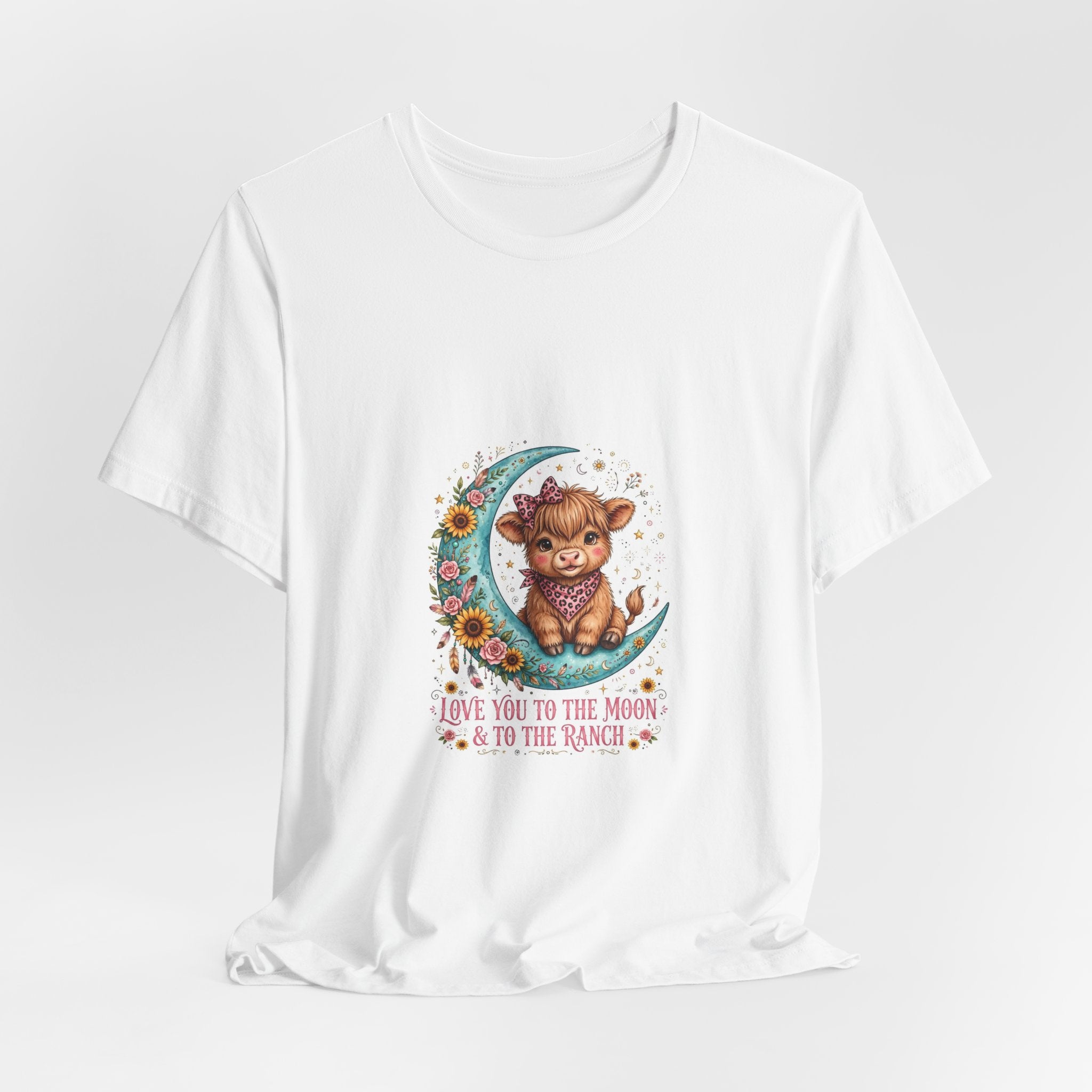 Love You to the Moon & to the Ranch Tee — Cute Cow Moon Graphic T-Shirt