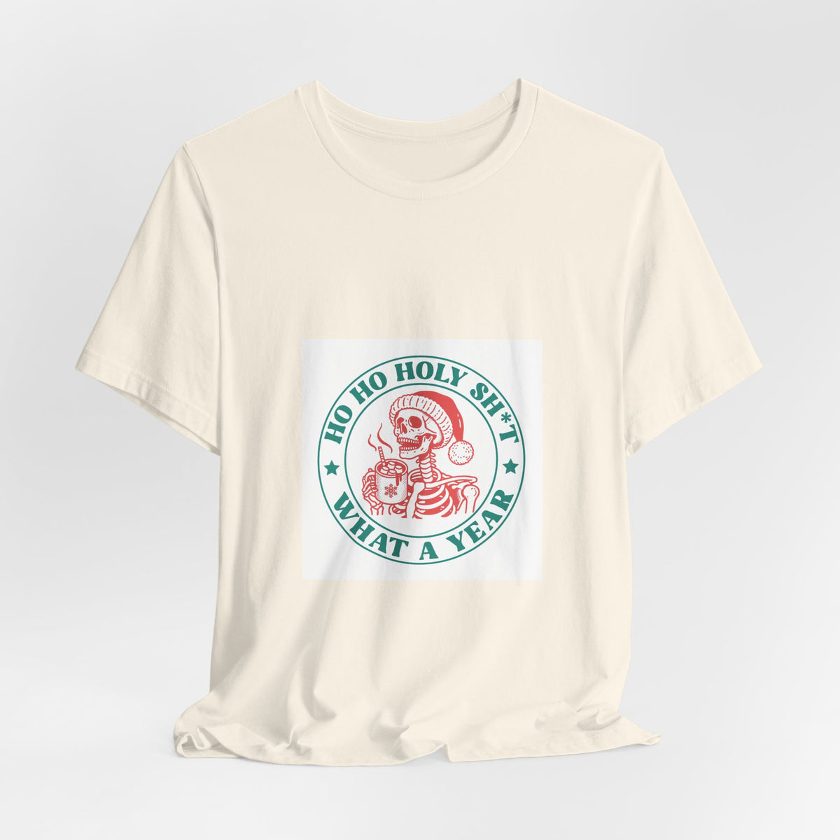 Holiday Graphic Tee — “Ho Ho Holy Sh*t What A Year” Santa Shirt
