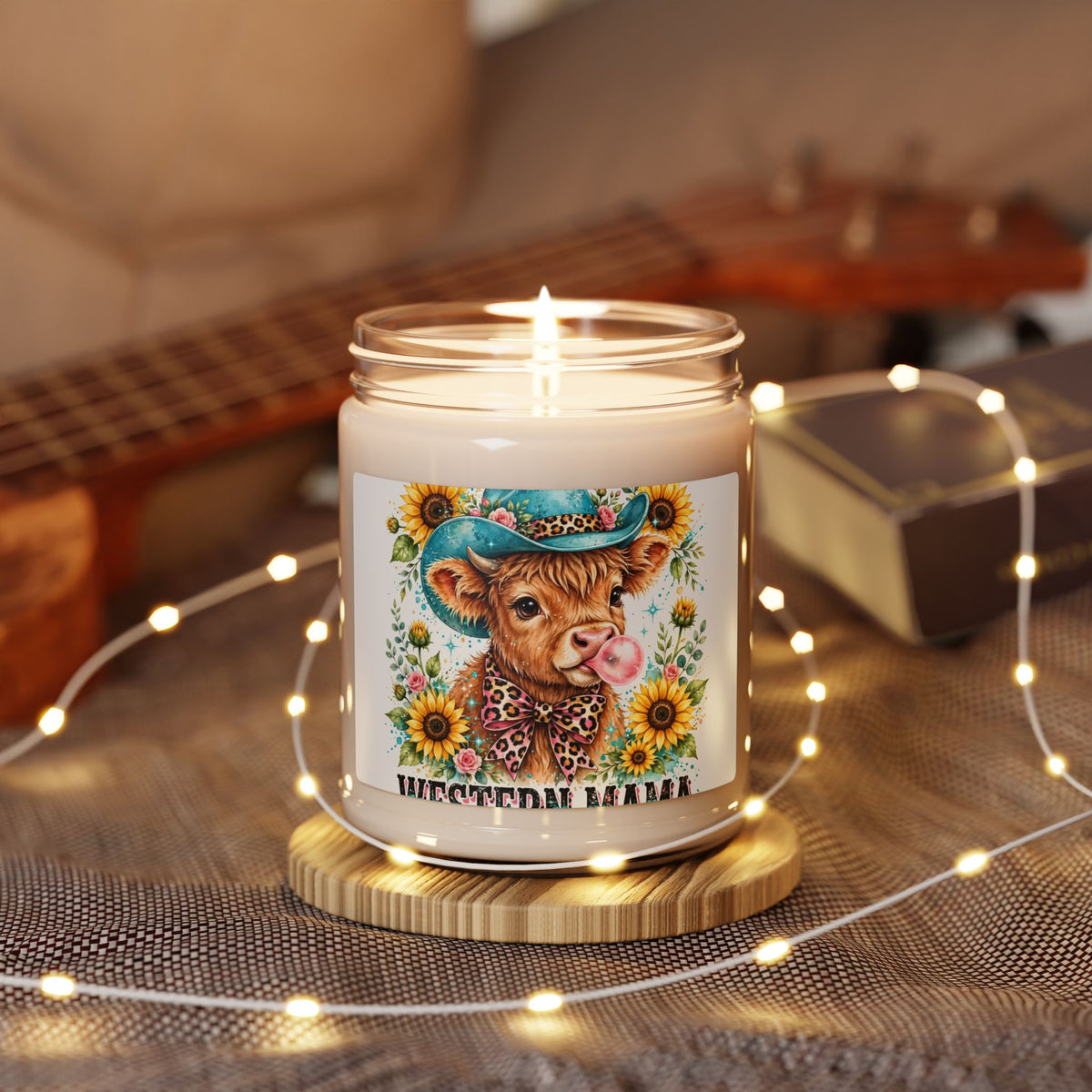 Cowboy Calf Soy Candle — 9oz Scented Jar with Sunflowers