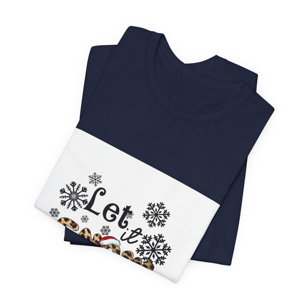 Let It Snow Leopard Print T-Shirt — Cute Winter Snowflake Tee