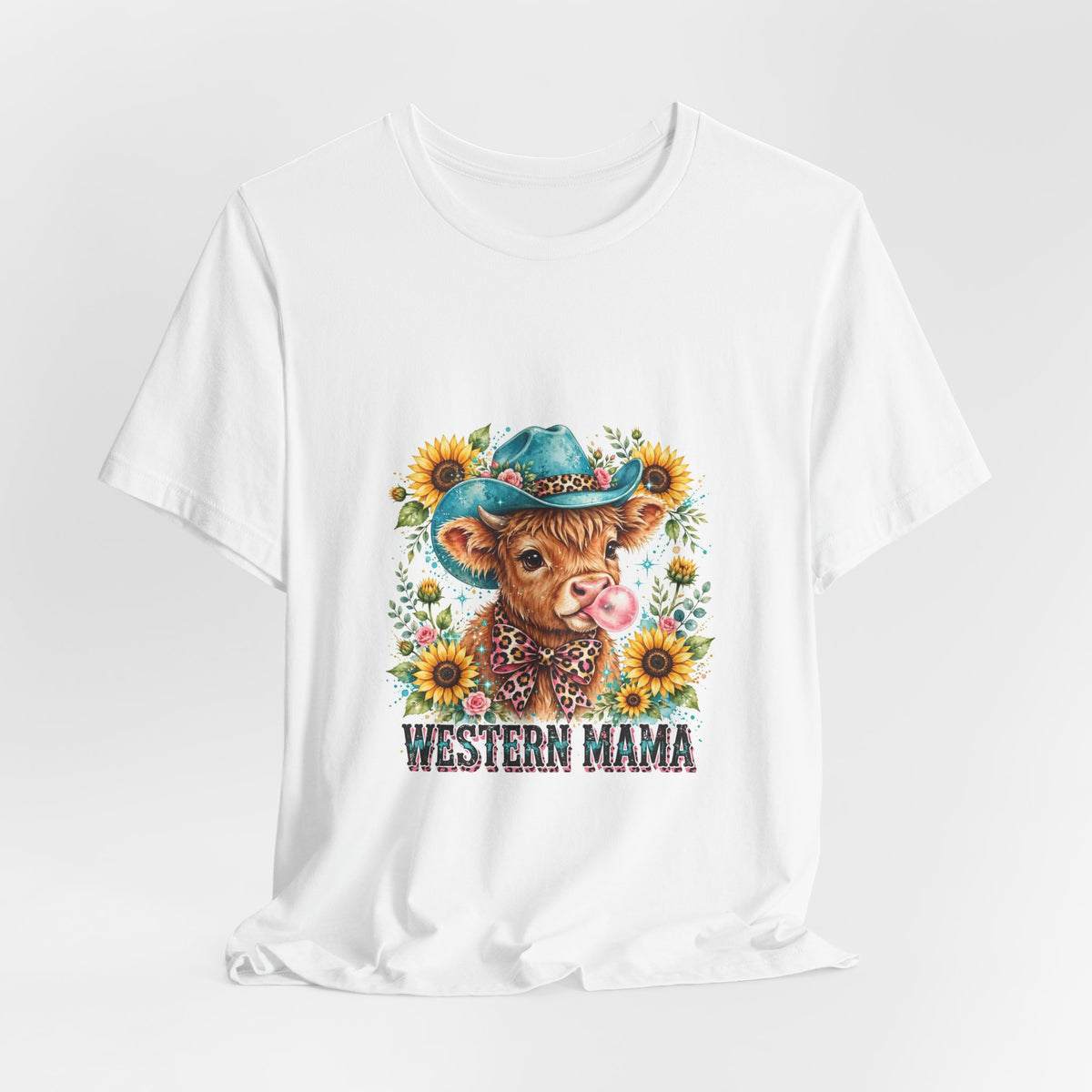 Western Mama Cow Tee — Floral Cowboy Cowgirl Graphic T-Shirt