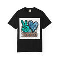 Peace Love Rodeo T‑Shirt — Turquoise Leopard Graphic Rodeo Tee