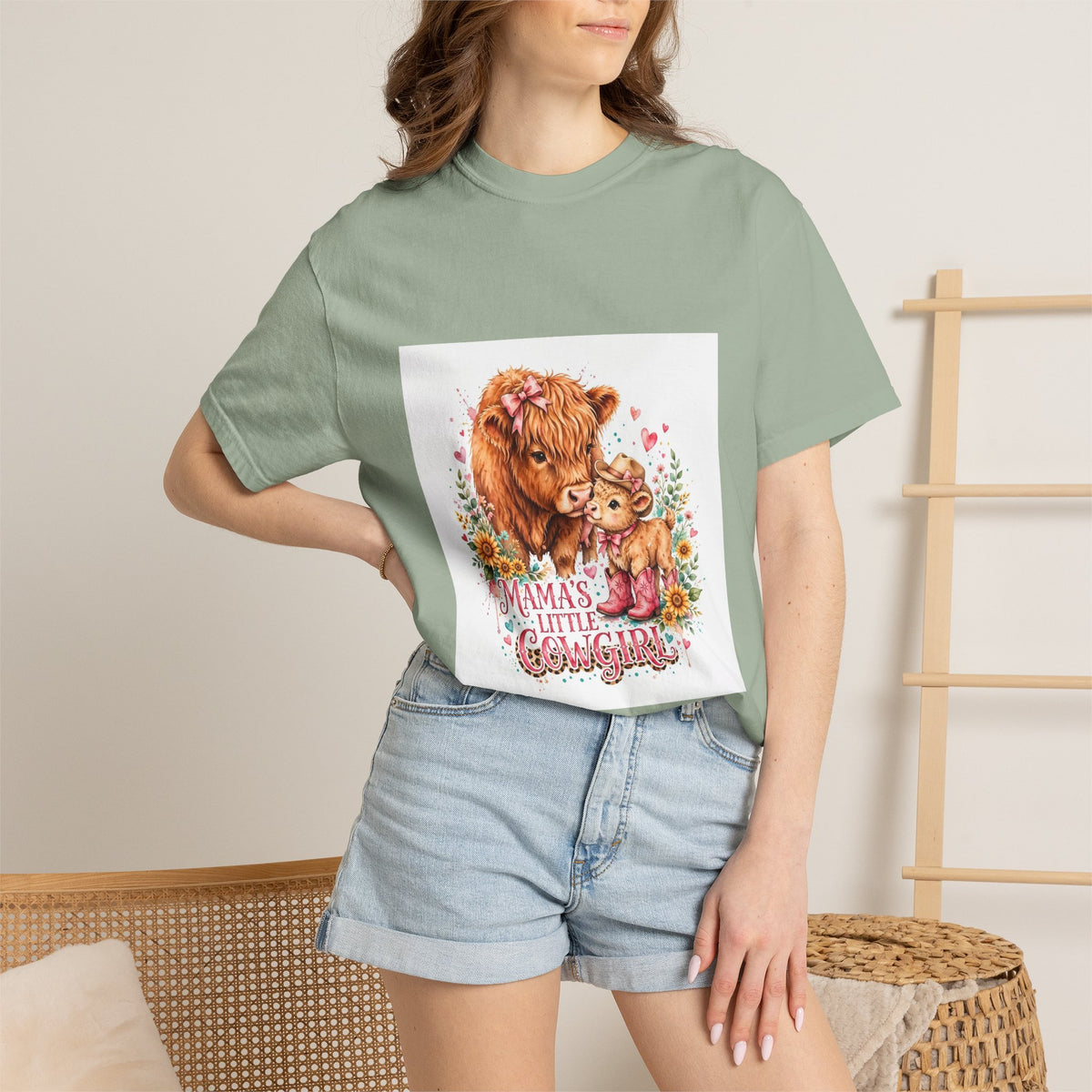 Mama's Little Cowgirl T-Shirt – Cute Highland Cow Mom & Calf Graphic