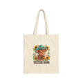 Western Mama Canvas Tote Bag – Cowgirl Calf with Sunflowers