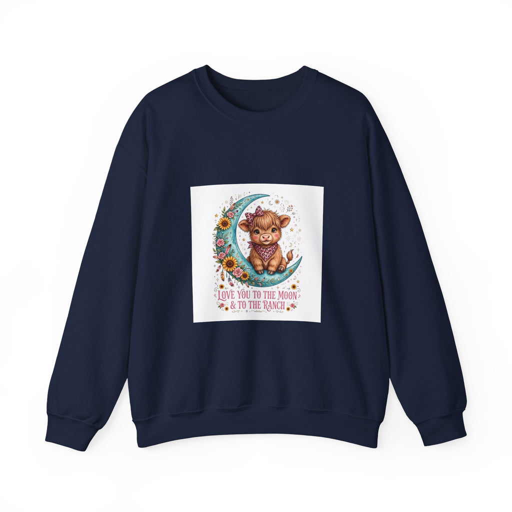 Cute Cat Moon Sweatshirt – "Love You to the Moon & to the Fridge" Cozy Crewneck