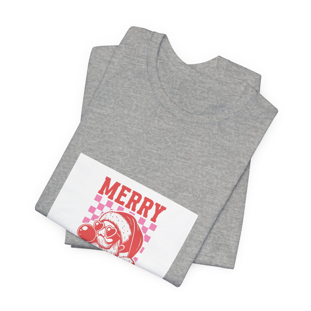 Merry Christmas Santa Tee - Retro Red Checkerboard Holiday T-Shirt