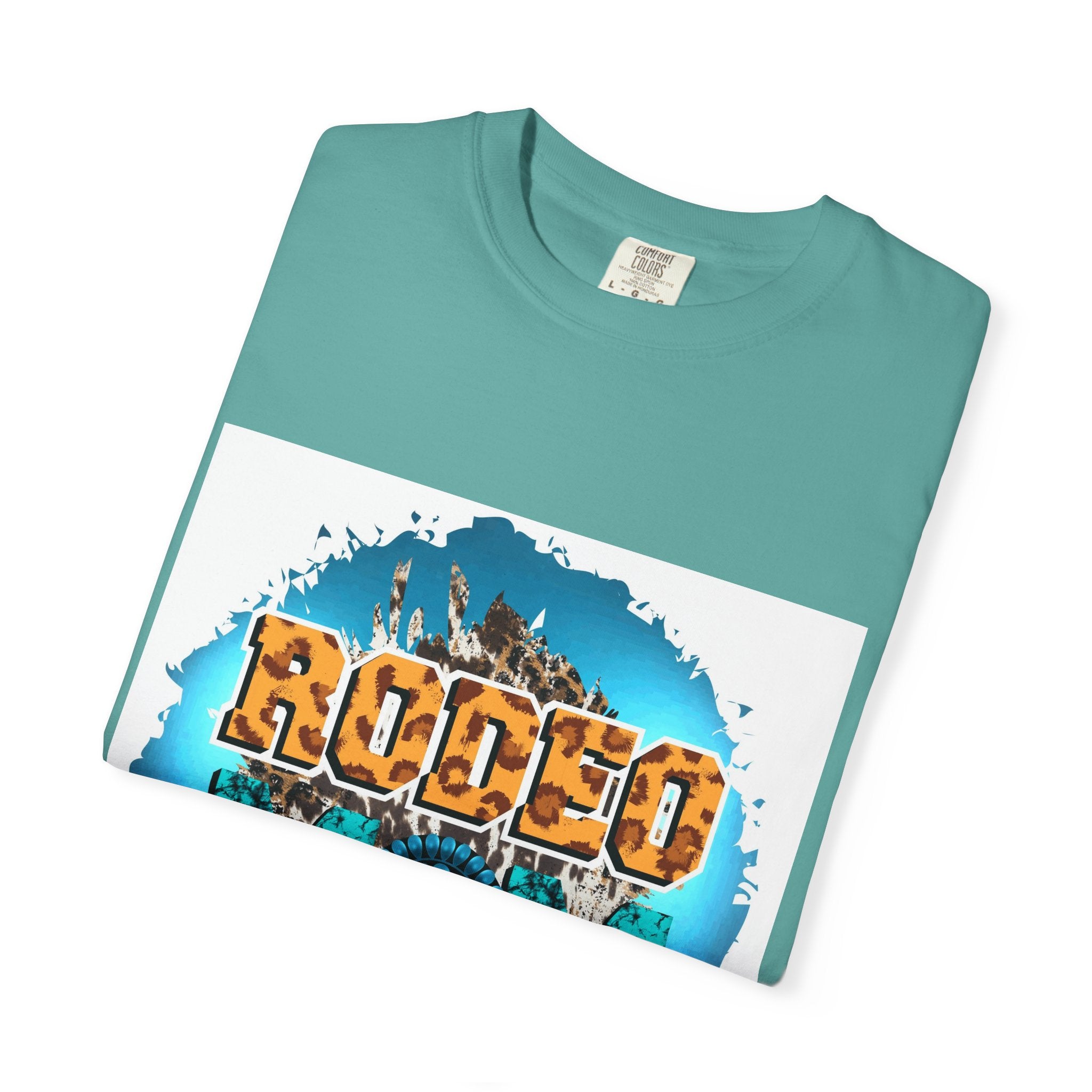 Rodeo Mom Graphic T-Shirt — Western Cowgirl Bronc & Turquoise Design