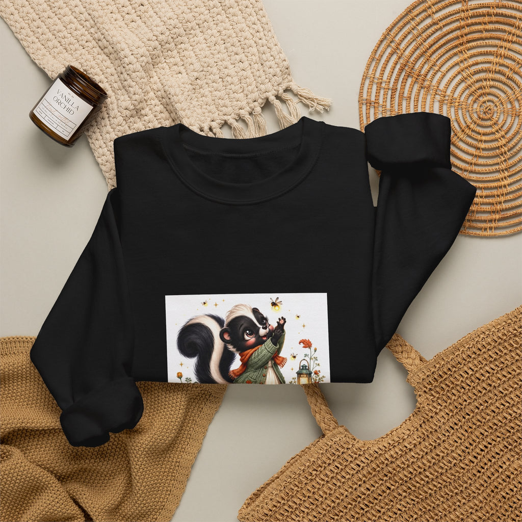 Skunk Holiday Crewneck Sweatshirt — "Chasing the Last Frost" Cute Winter Graphic