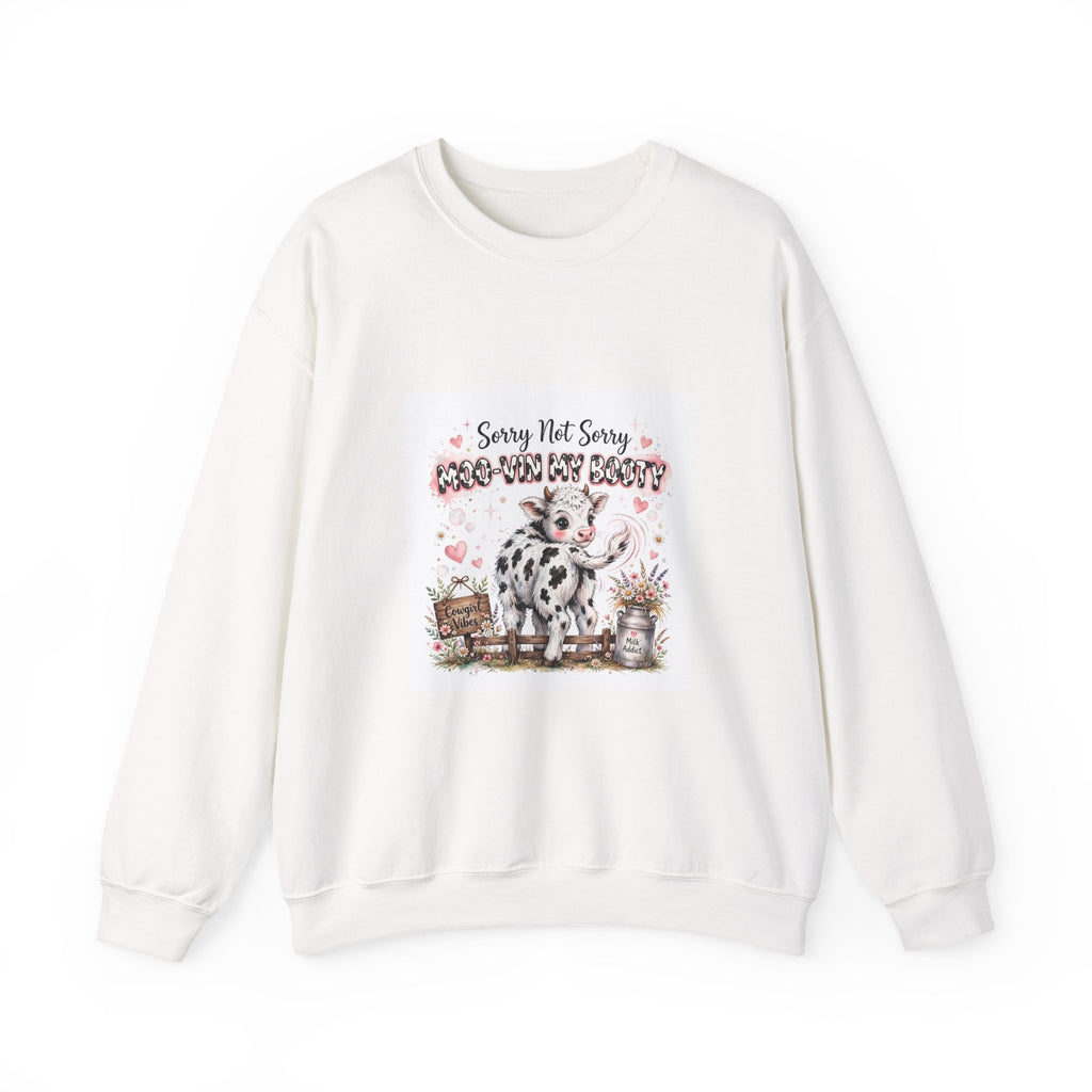 Cow Lover Crewneck Sweatshirt – "Sorry Not Sorry Moo-You-Butt" Cute Cow Graphic