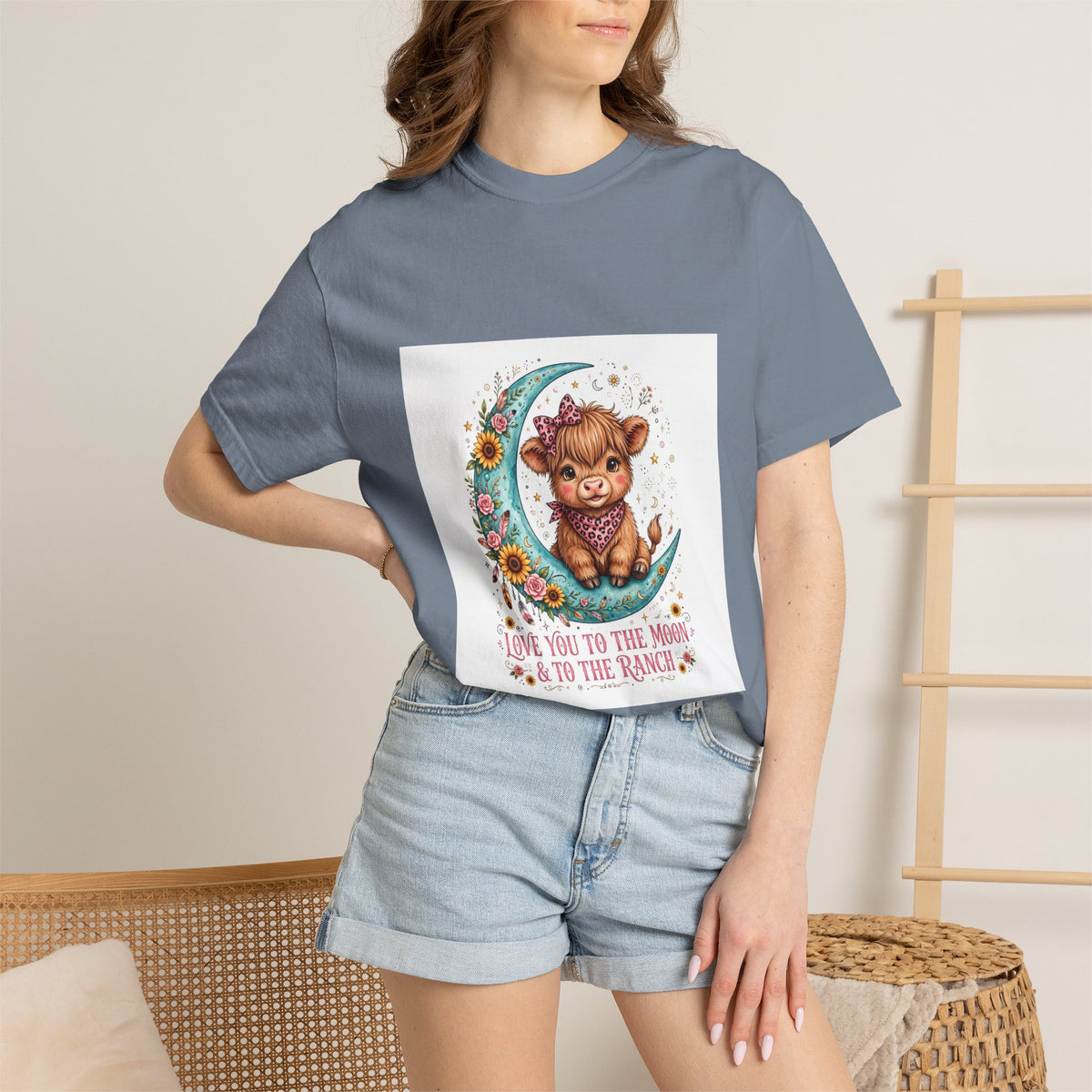 Cow Cute T-Shirt – "Love You to the Moon & to the Ranch" Graphic Tee