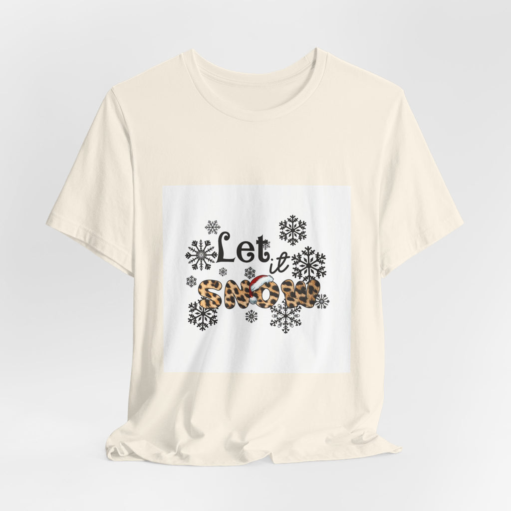 Let It Snow Leopard Print T-Shirt — Cute Winter Snowflake Tee
