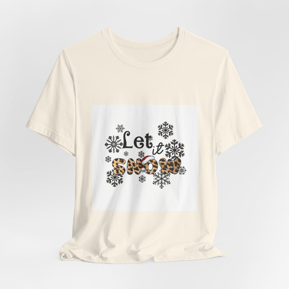 Let It Snow Leopard Print T-Shirt — Cute Winter Snowflake Tee